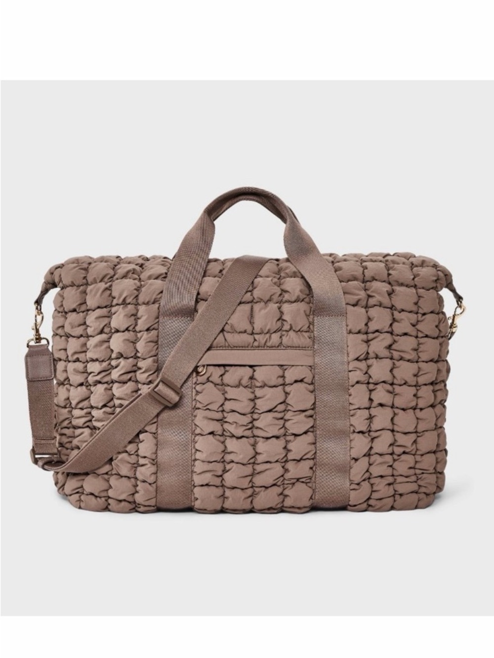 Quilted Travel Duffle Bag - Taupe